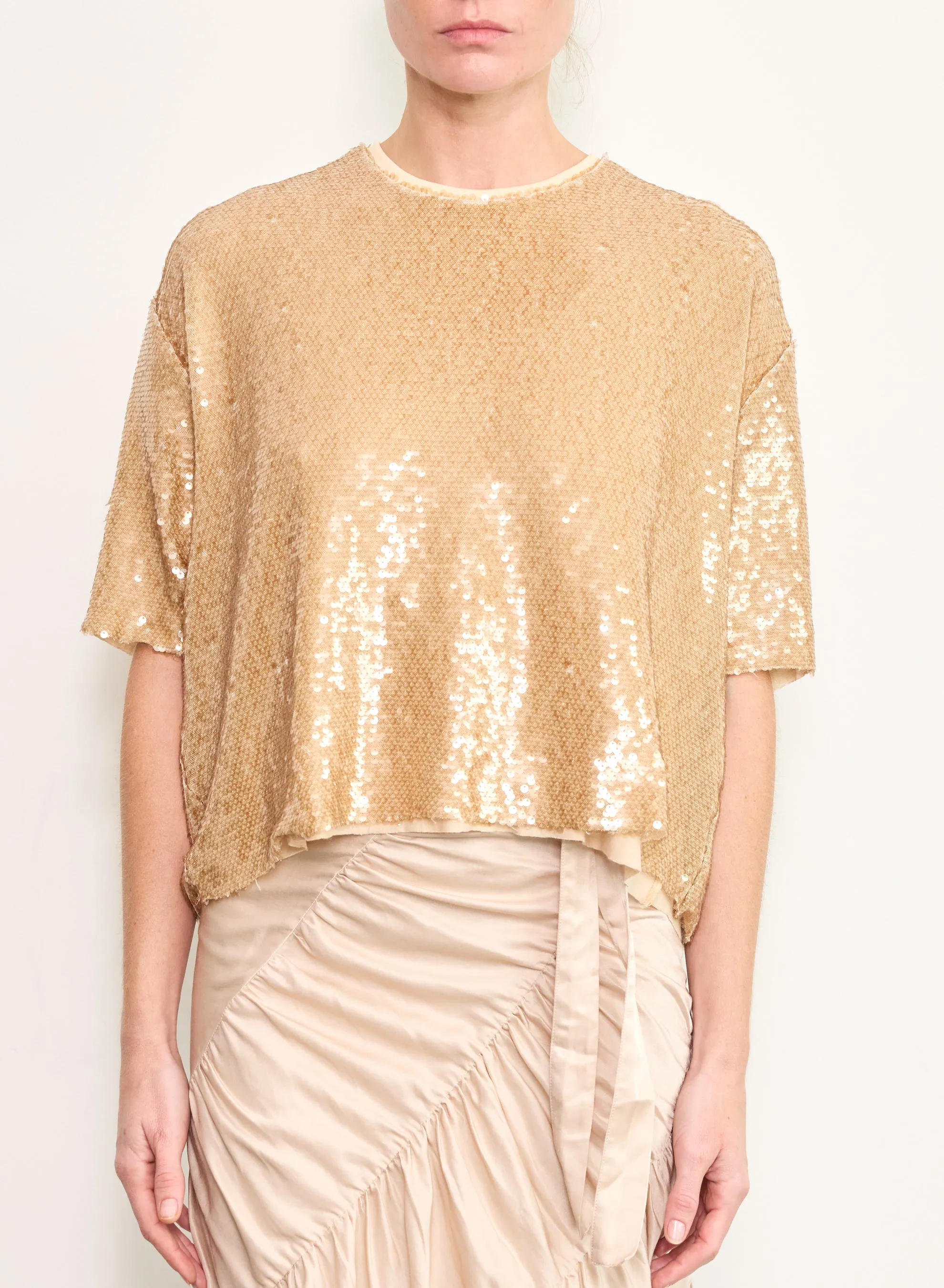 Shimmer Sequin Boy Shirt in Goldy