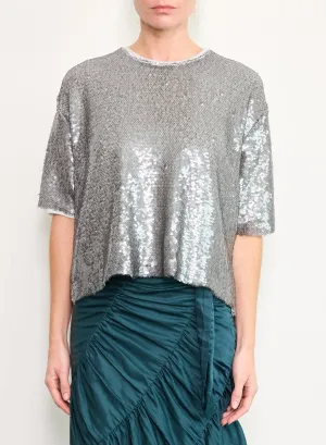 Shimmer Sequin Boy Shirt in Steel