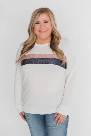 Shine For You Sequin Pullover Top - Ivory