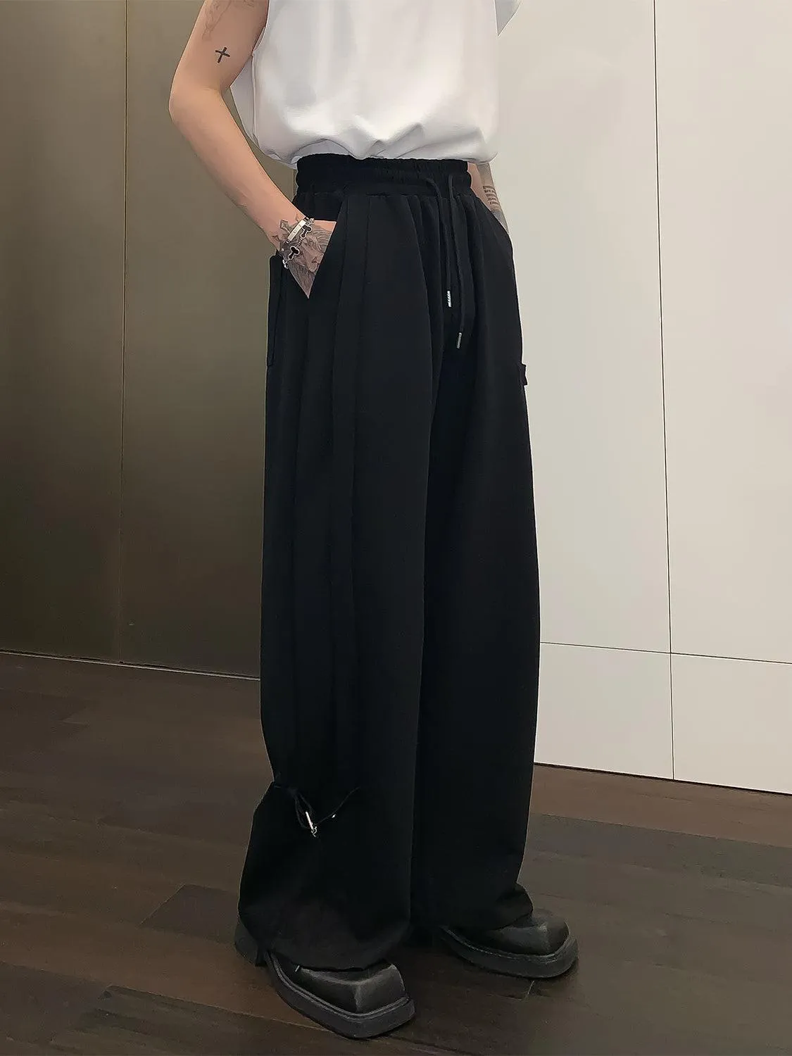 Side Buckle Wide Leg Sweatpants