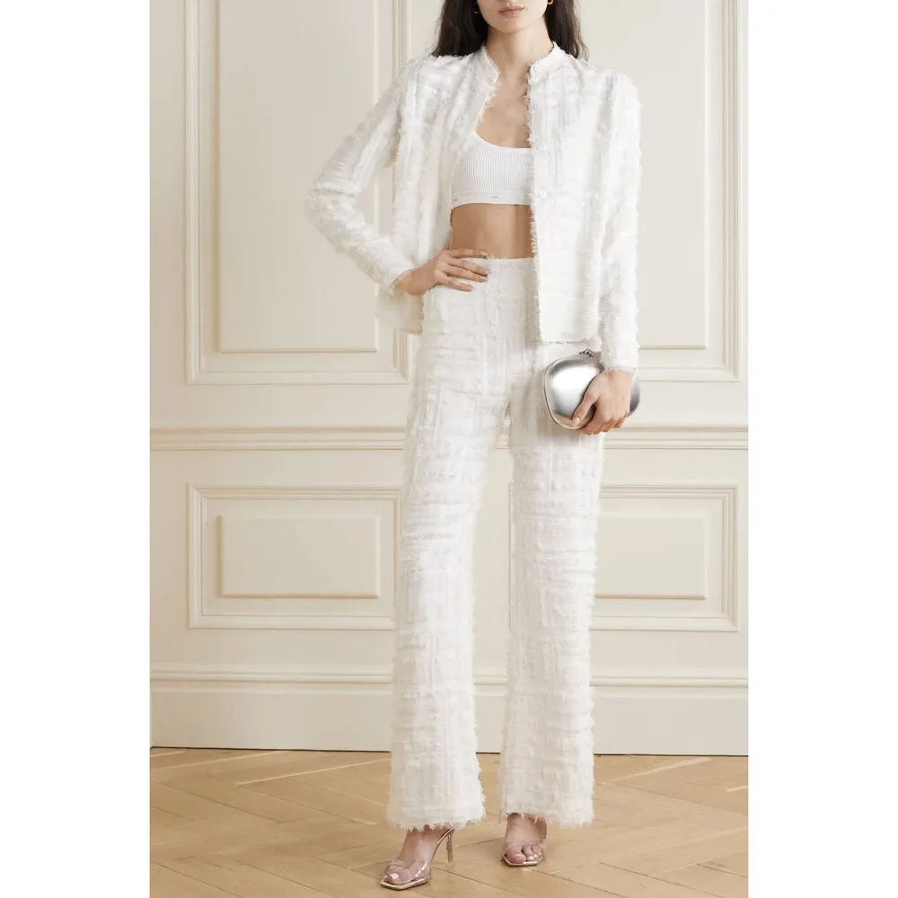 Silk Chiffon Embellished Wide Leg Pants