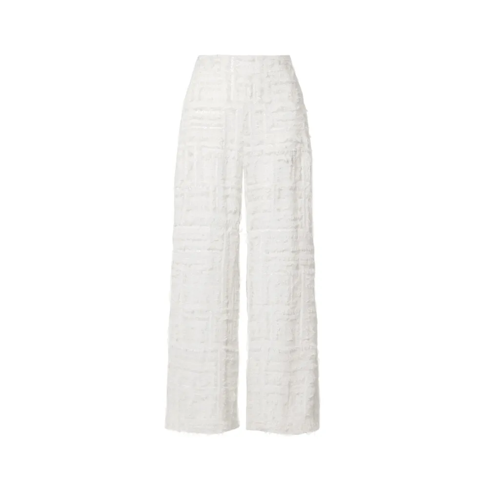 Silk Chiffon Embellished Wide Leg Pants