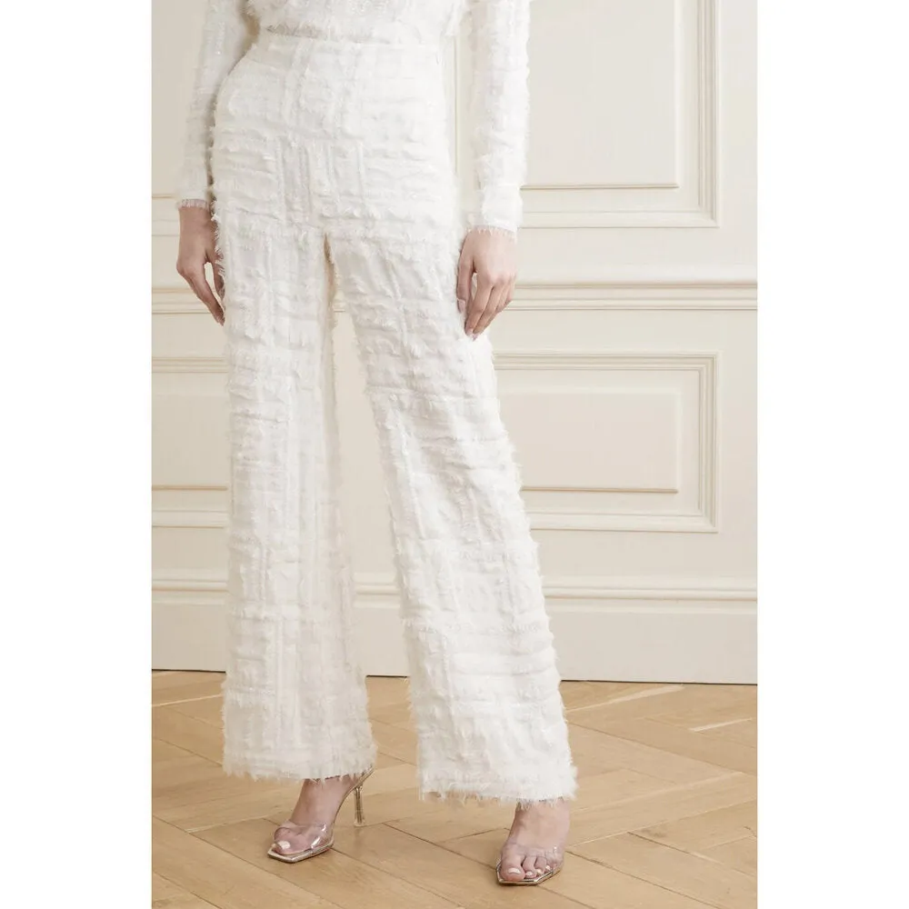 Silk Chiffon Embellished Wide Leg Pants