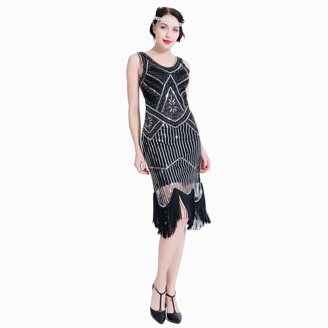 Silver Sequined 1920 Dresses Vintage 20s Inspired Great Gatsby Party |JaosWish