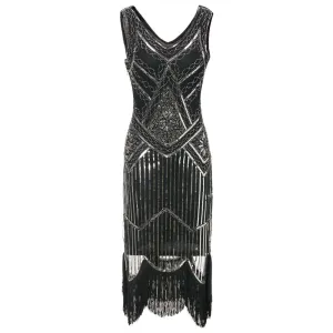 Silver Sequined 1920 Dresses Vintage 20s Inspired Great Gatsby Party |JaosWish