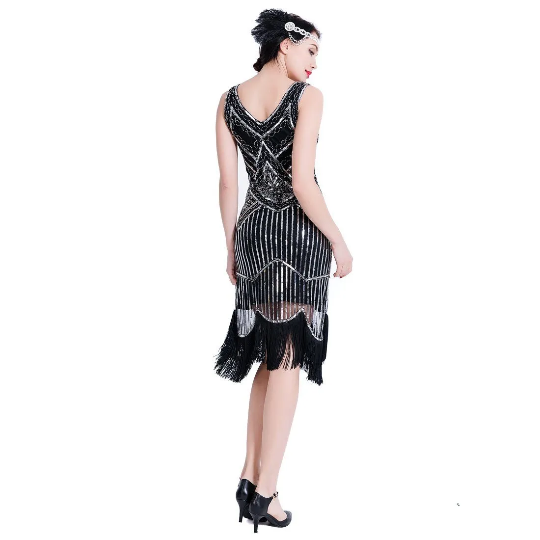Silver Sequined 1920 Dresses Vintage 20s Inspired Great Gatsby Party |JaosWish