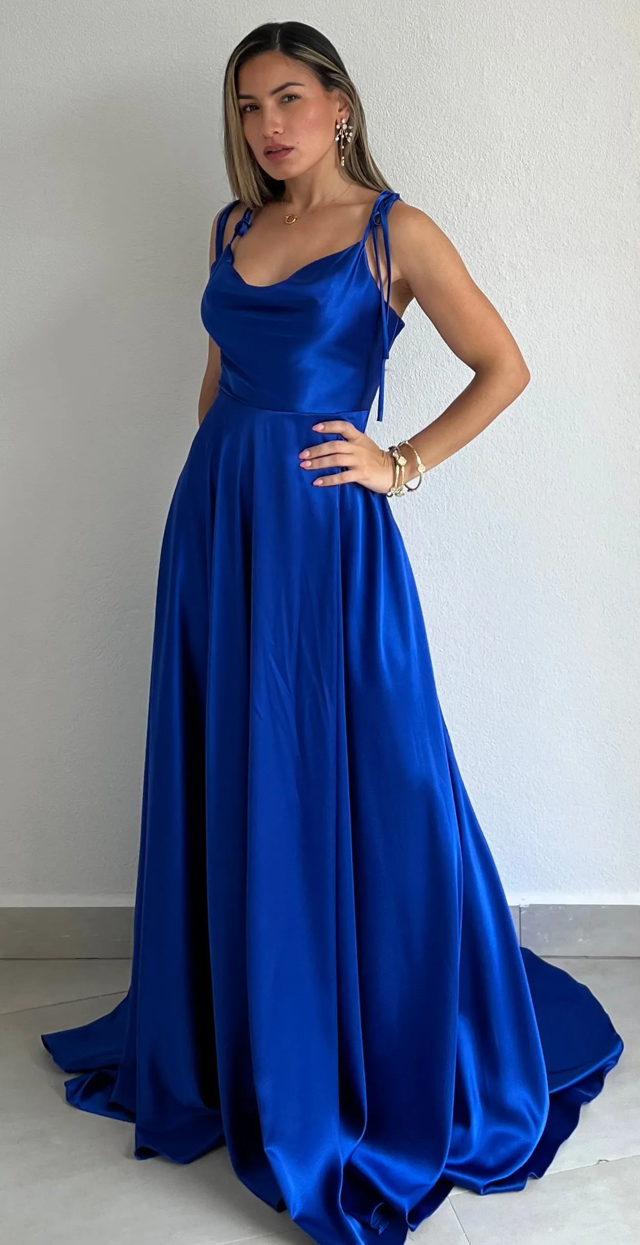 Simply Dreamy Royal Satin Formal Gown