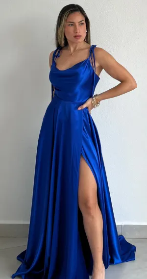 Simply Dreamy Royal Satin Formal Gown