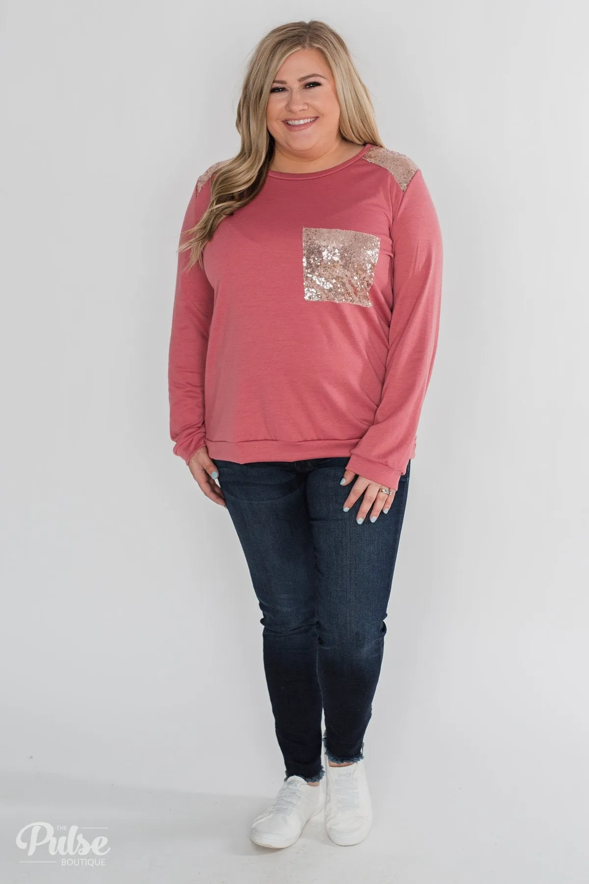 Simply Shining Long Sleeve Top - Rustic Mauve