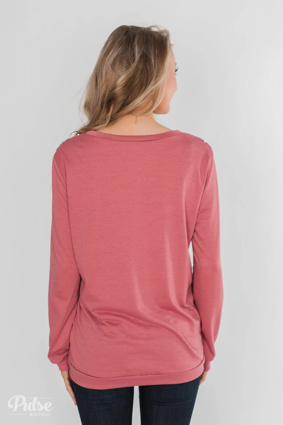 Simply Shining Long Sleeve Top - Rustic Mauve