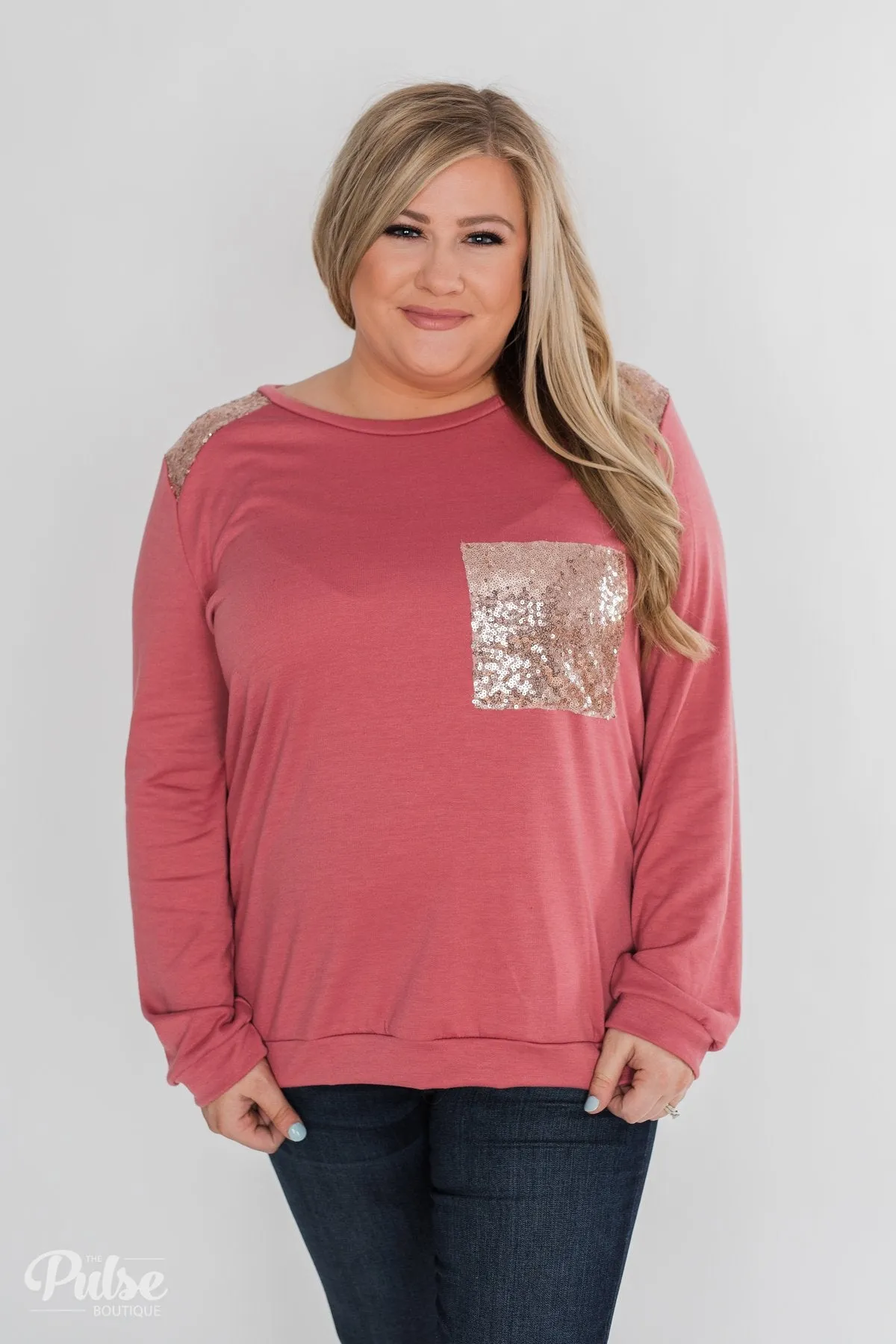 Simply Shining Long Sleeve Top - Rustic Mauve