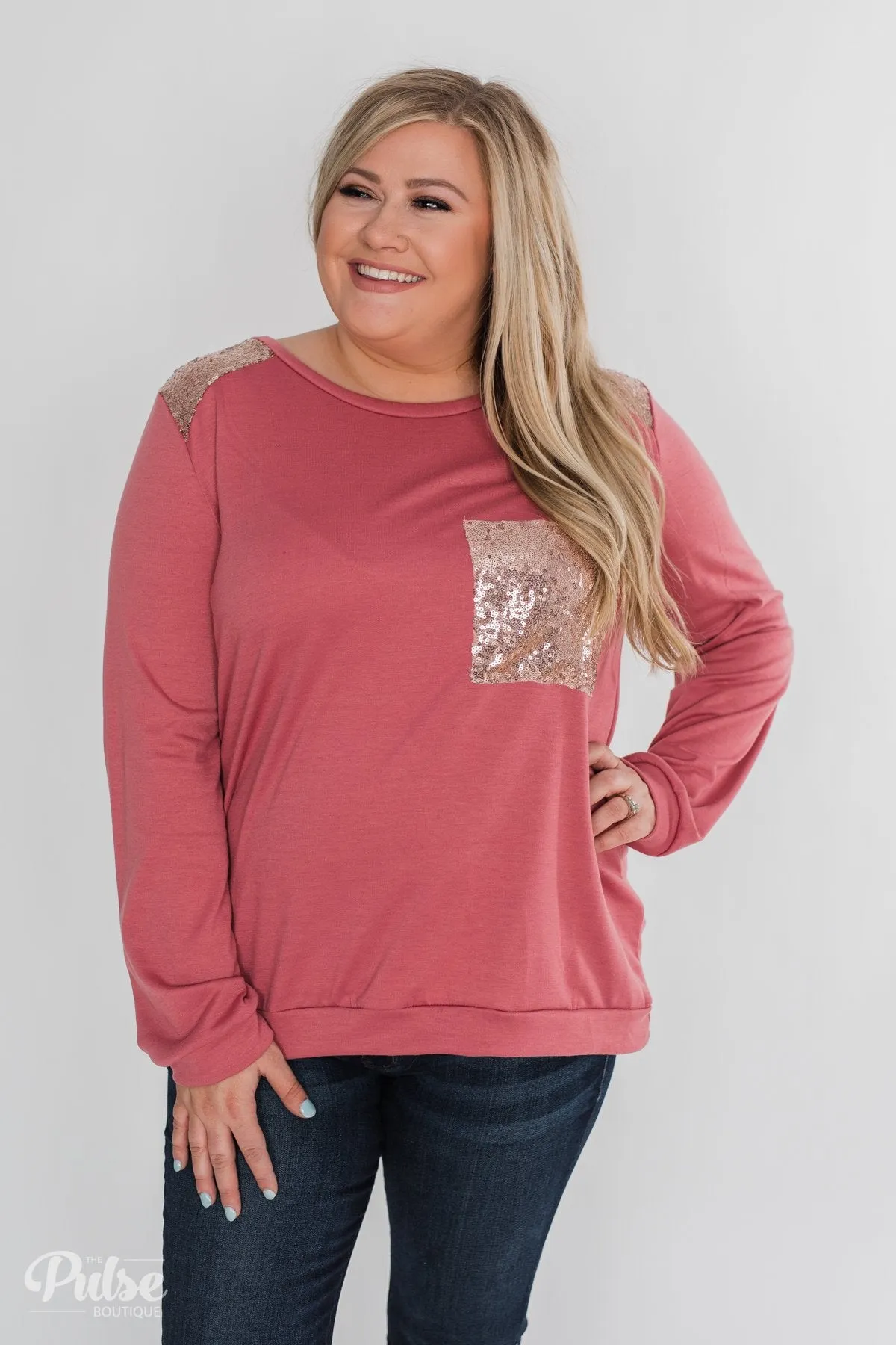 Simply Shining Long Sleeve Top - Rustic Mauve