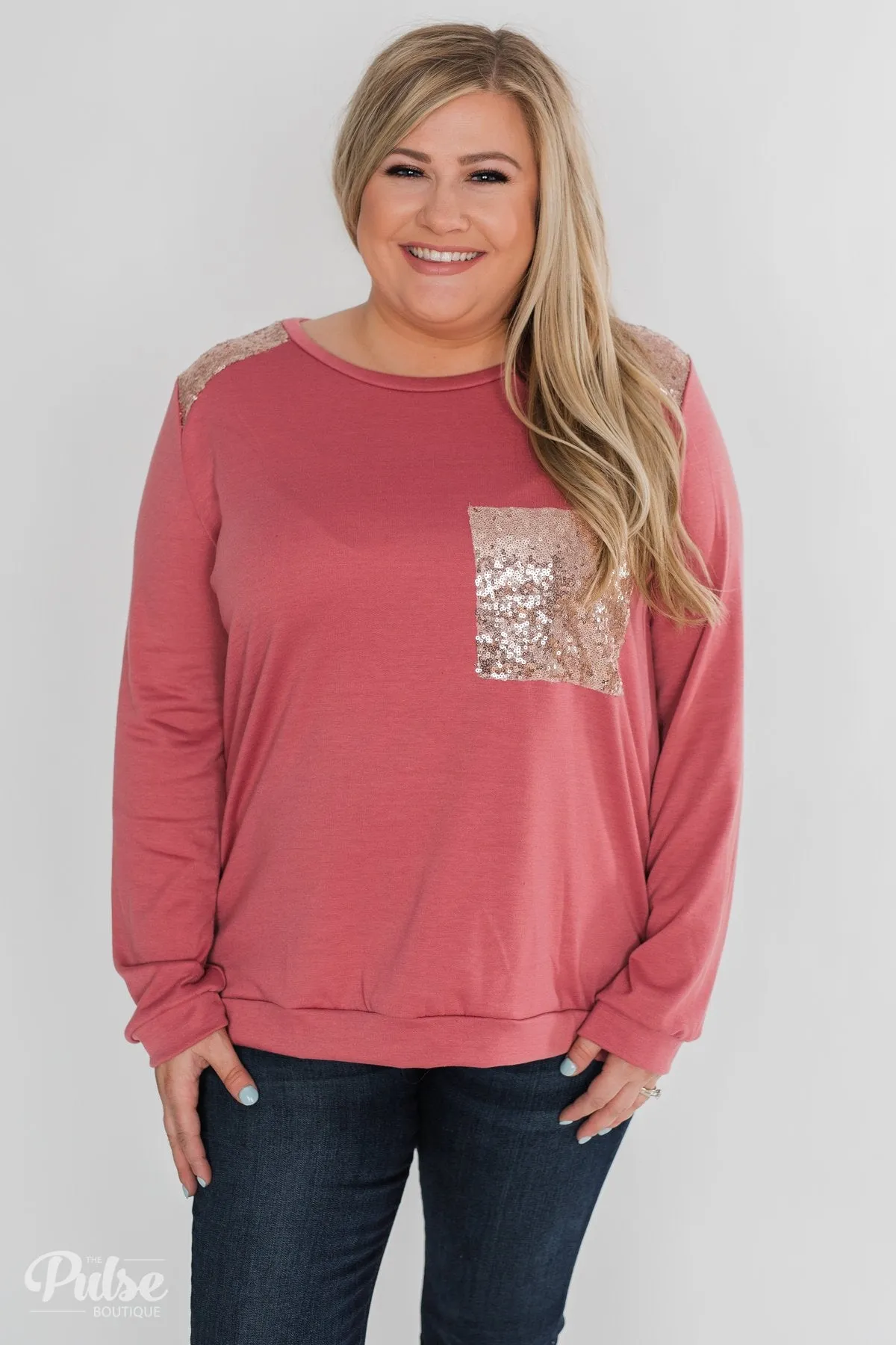 Simply Shining Long Sleeve Top - Rustic Mauve