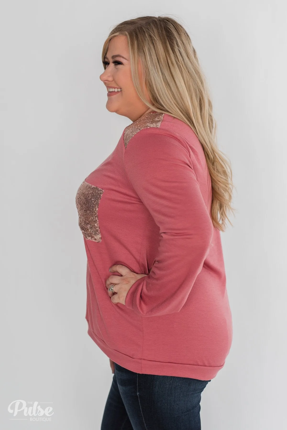 Simply Shining Long Sleeve Top - Rustic Mauve