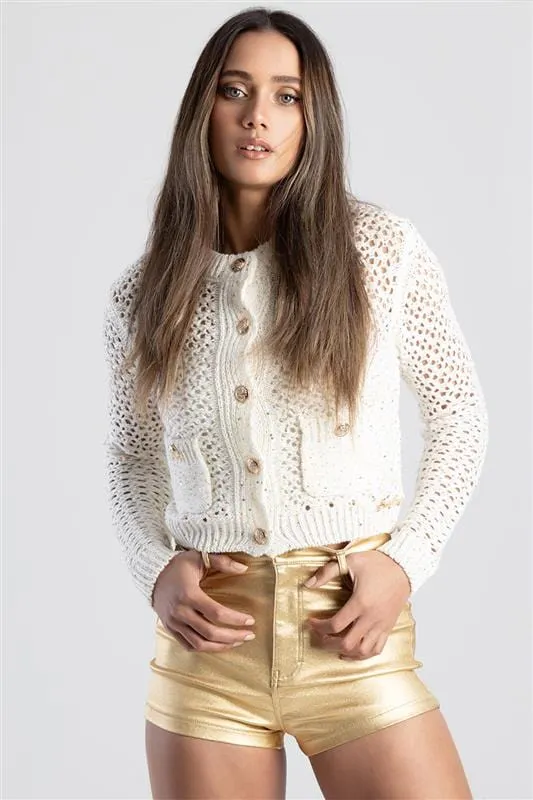 Sissy Boy Grace Upon Grace Sequin Cardigan Cream
