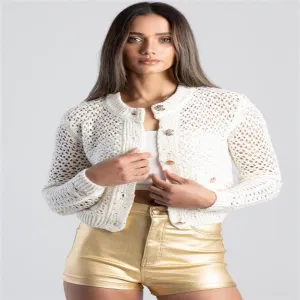 Sissy Boy Grace Upon Grace Sequin Cardigan Cream