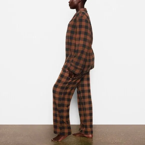 SKIMS Fleece Sleep Set Jasper Buffalo Check 4X