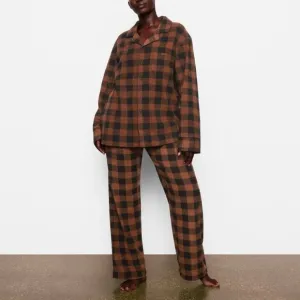SKIMS Fleece Sleep Set Jasper Buffalo Check 4X
