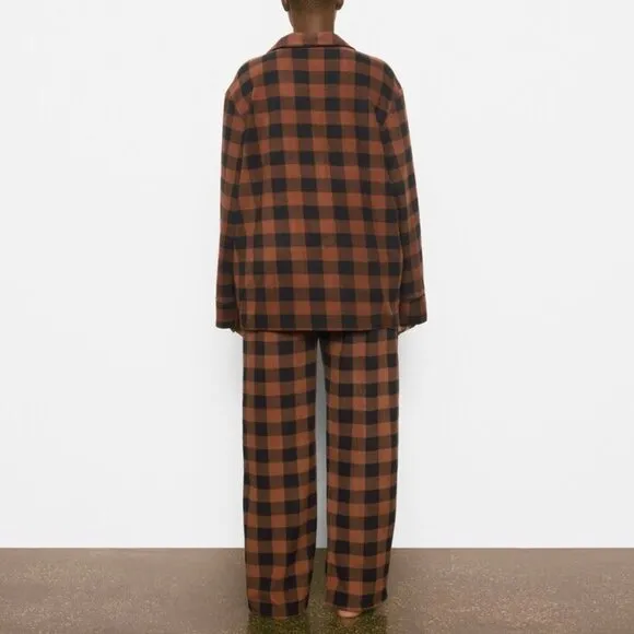 SKIMS Fleece Sleep Set Jasper Buffalo Check 4X