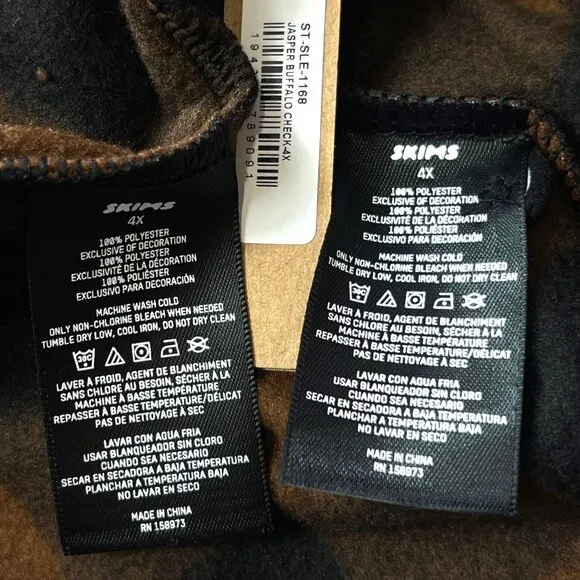 SKIMS Fleece Sleep Set Jasper Buffalo Check 4X