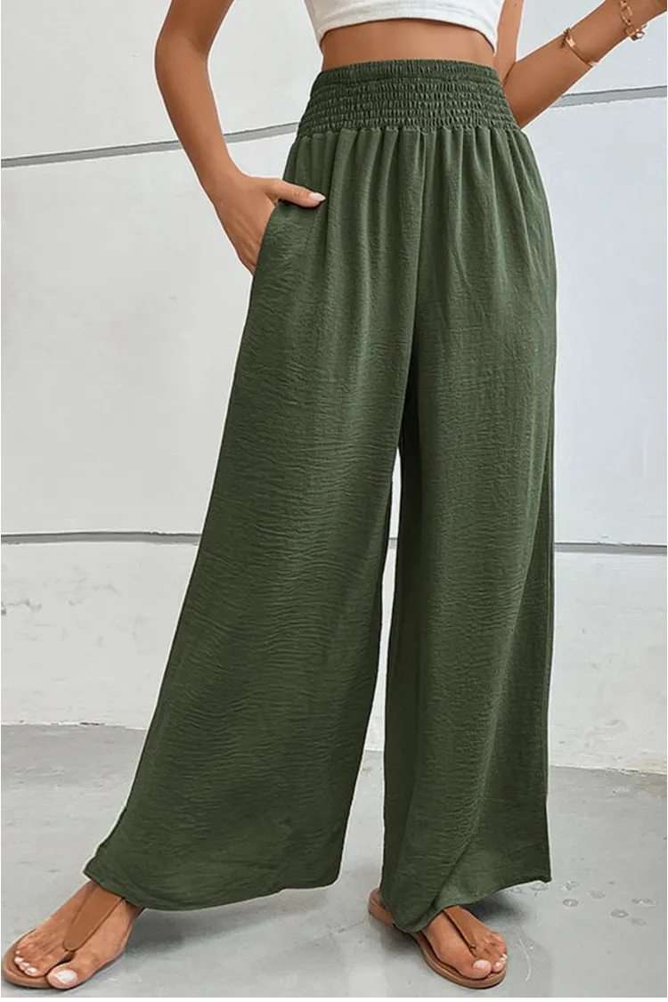 Smocked Wide Leg Pants