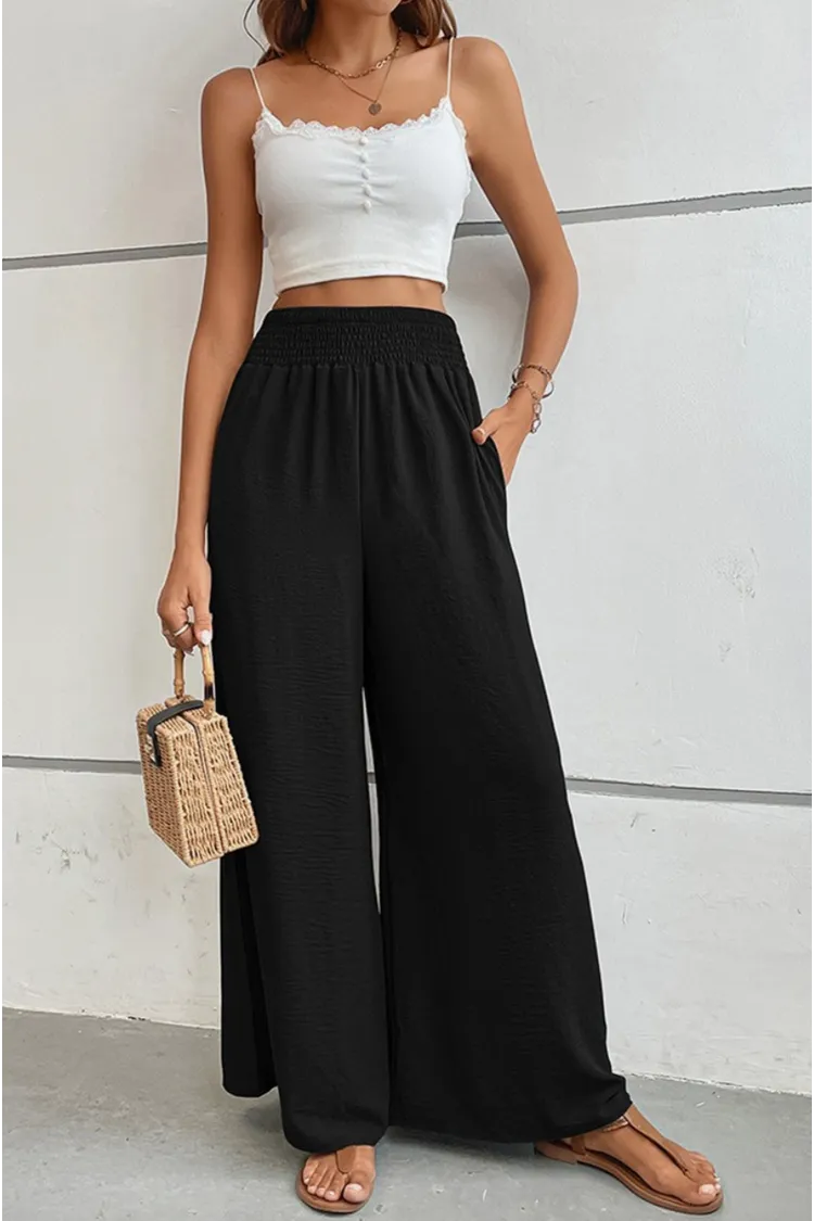 Smocked Wide Leg Pants