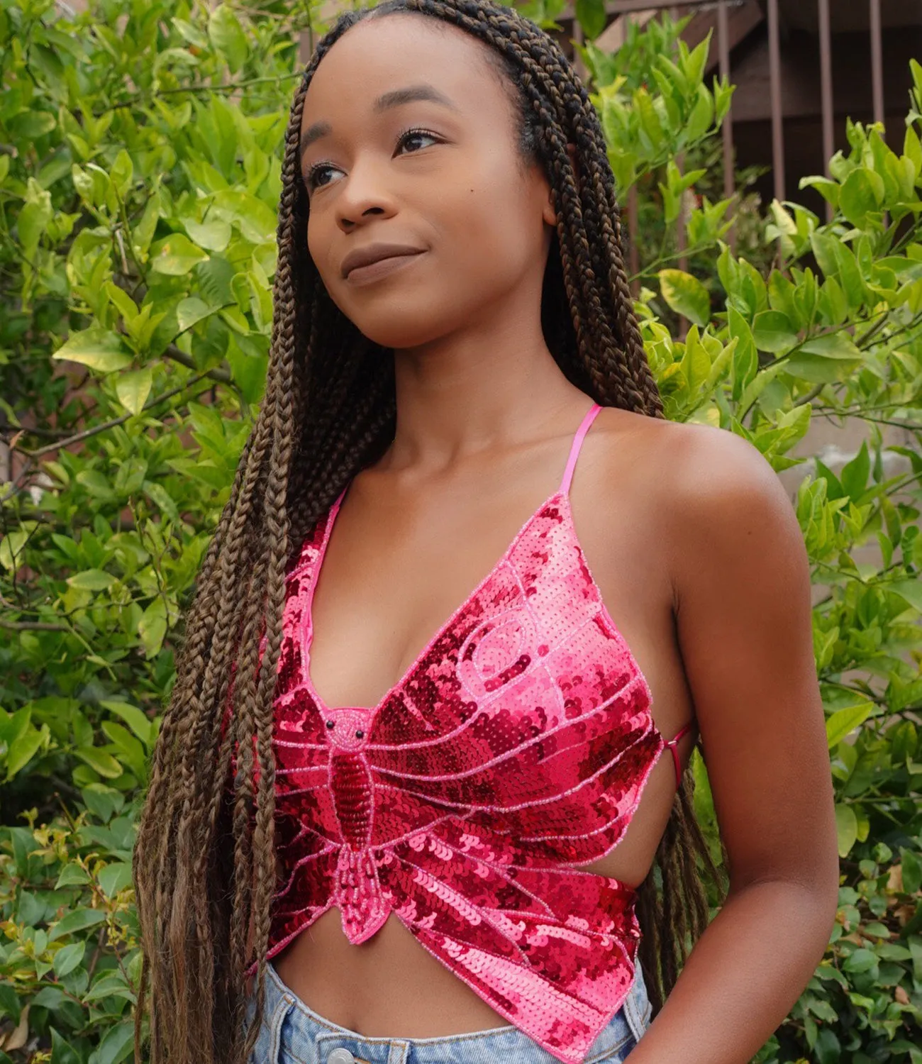 Social Butterfly Sequin Top(Fuchsia)