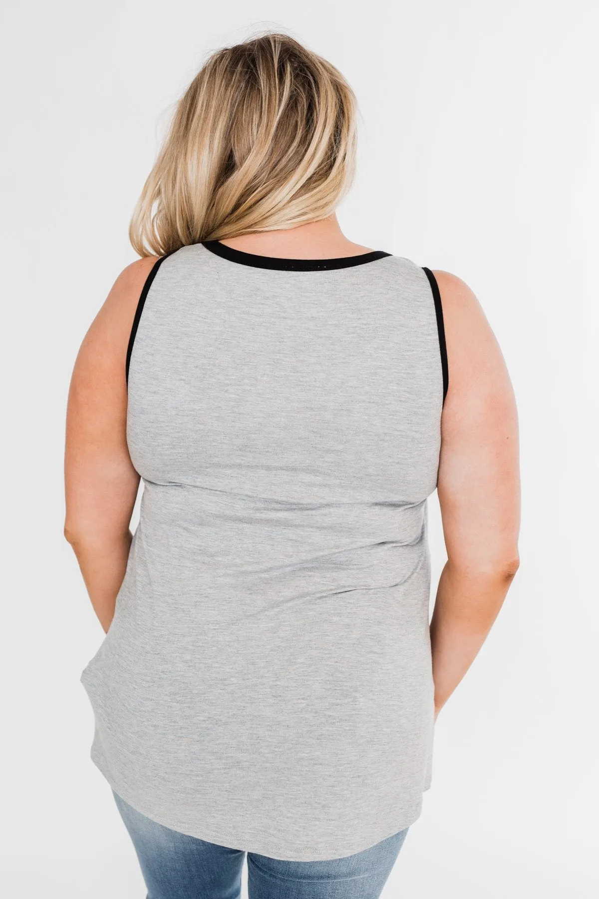 Sparkle In The Sun Sequin Tank Top- Heather Grey