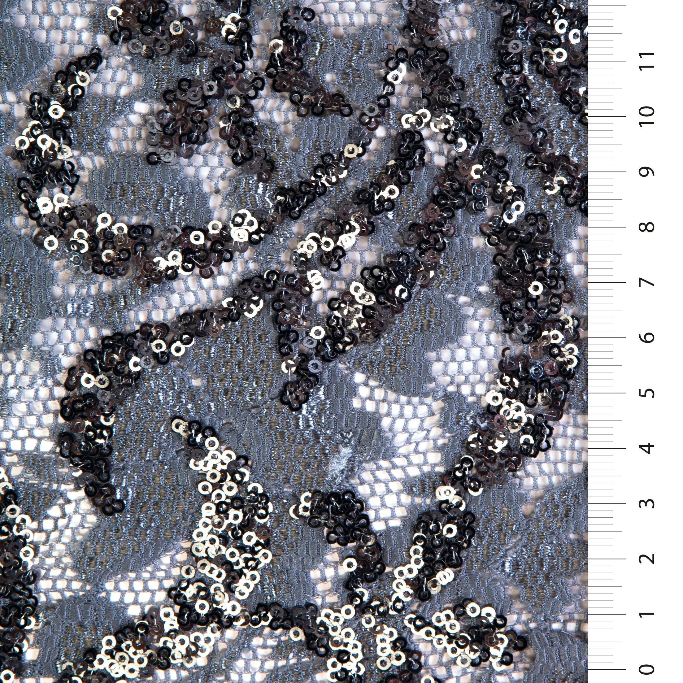 Sparkly Floral Design Sequined Lace Fabric