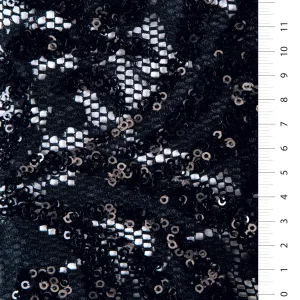 Sparkly Floral Design Sequined Lace Fabric