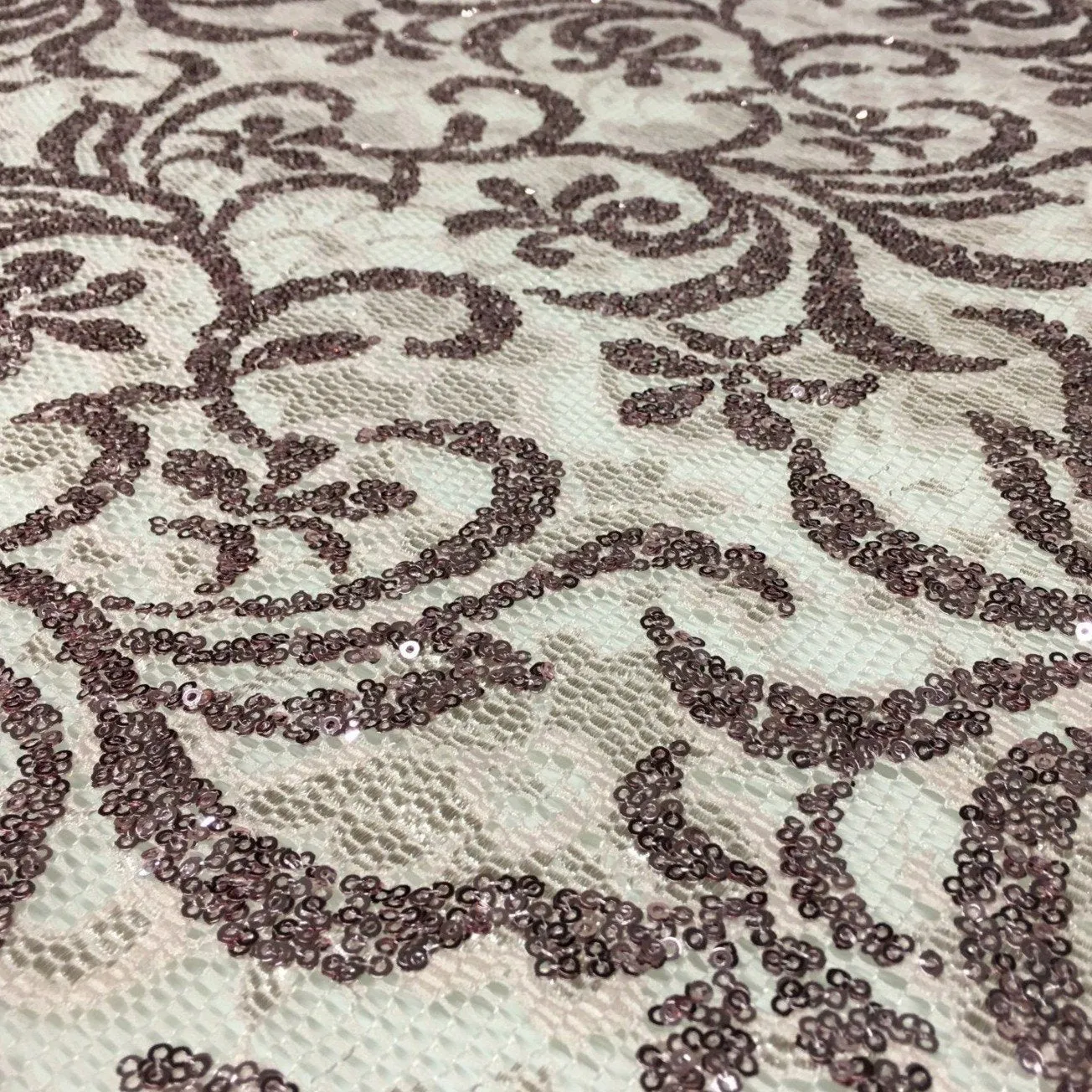Sparkly Floral Design Sequined Lace Fabric