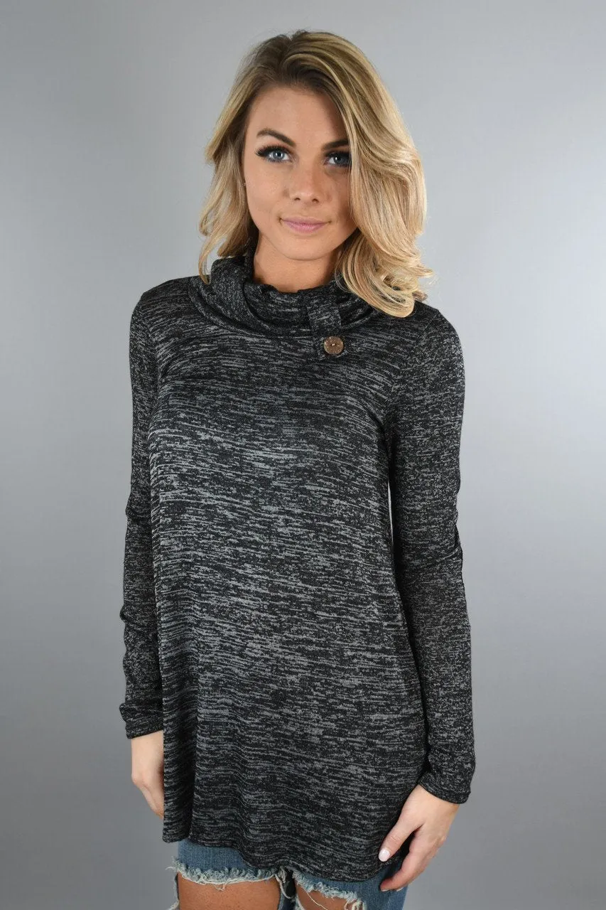 Speckled Charcoal Top w/Sequin Elbow Patches