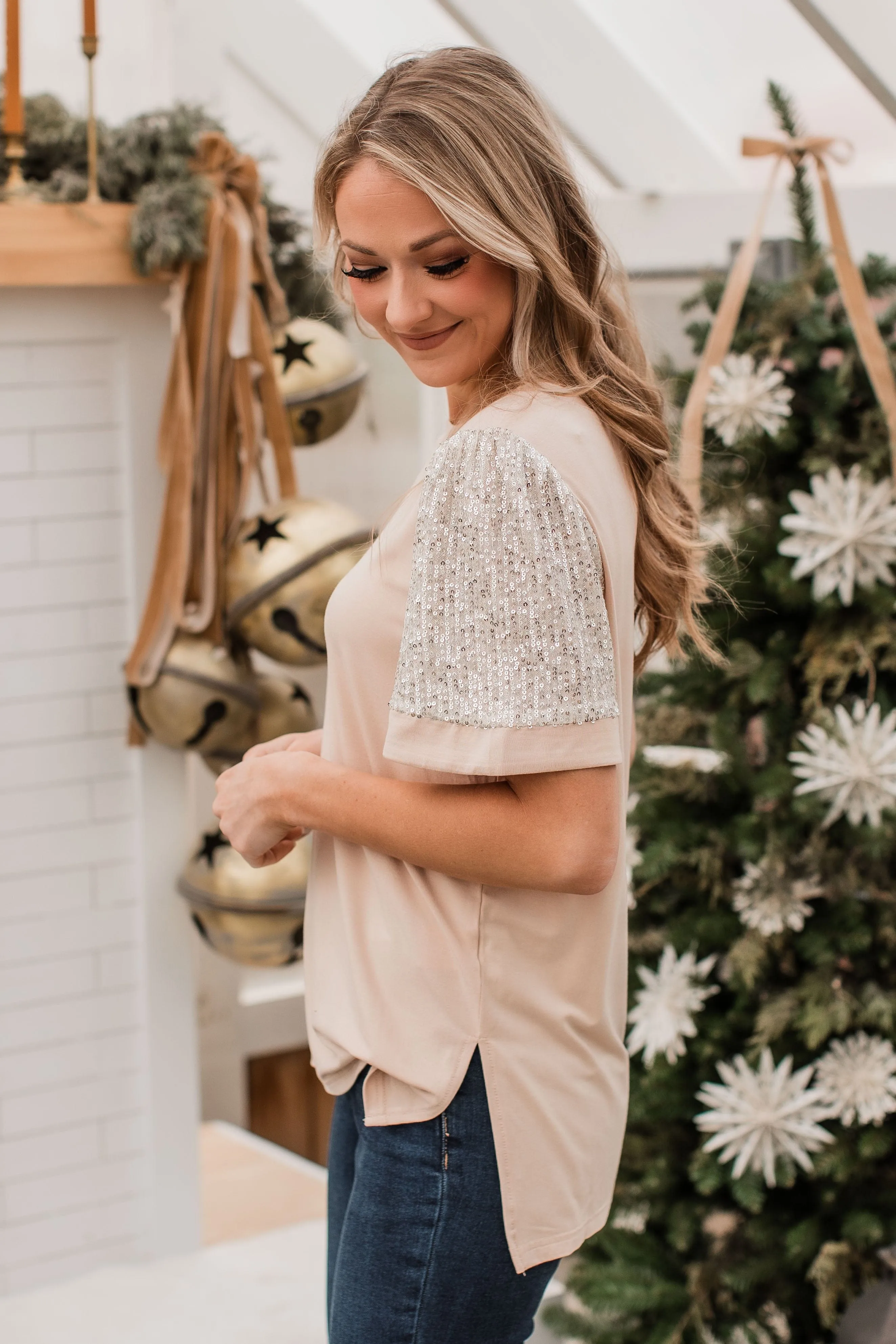 Steal The Night Knit Top- Nude