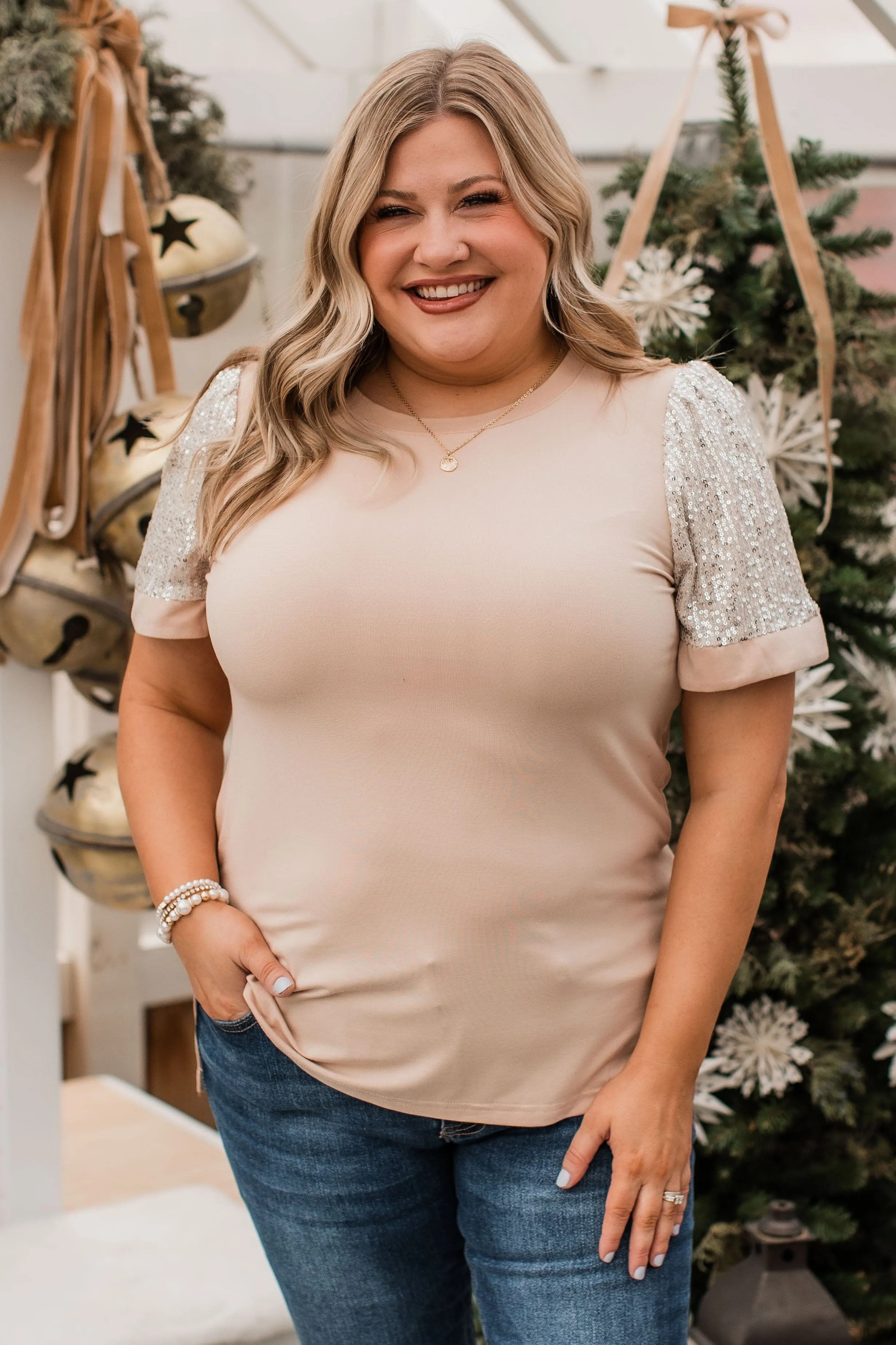Steal The Night Knit Top- Nude