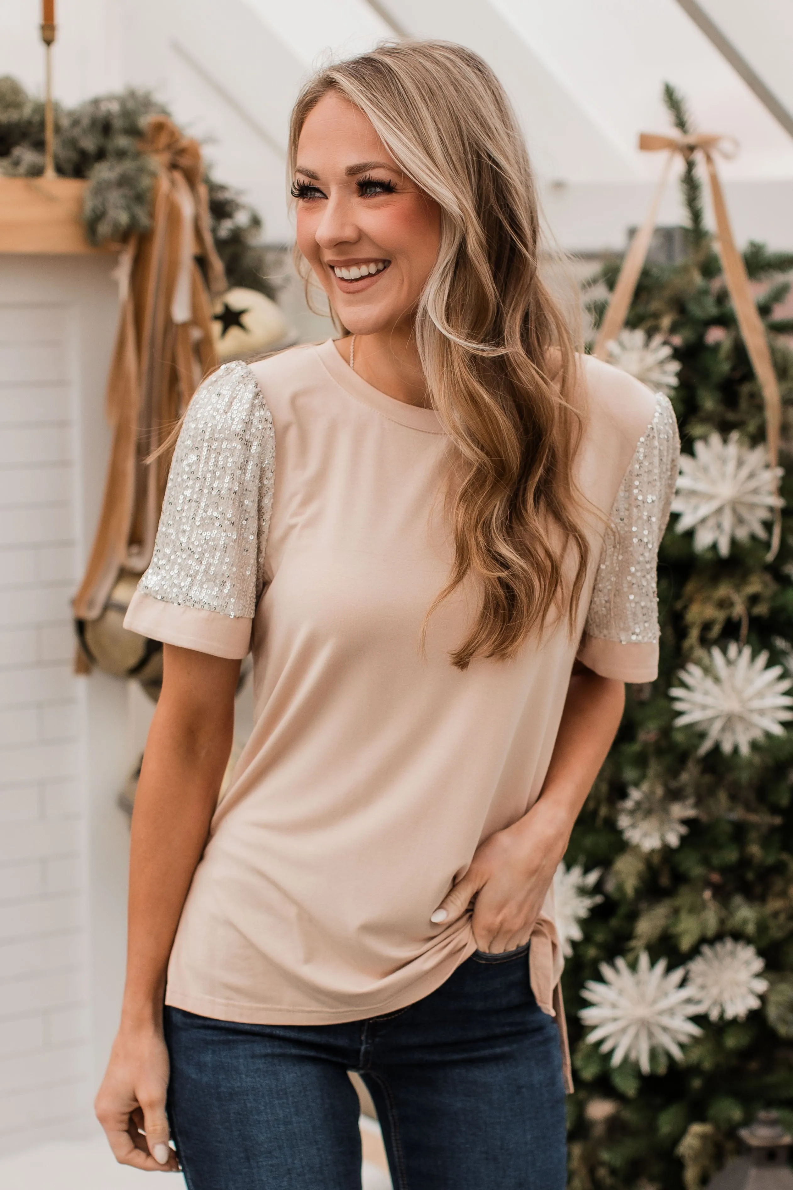 Steal The Night Knit Top- Nude