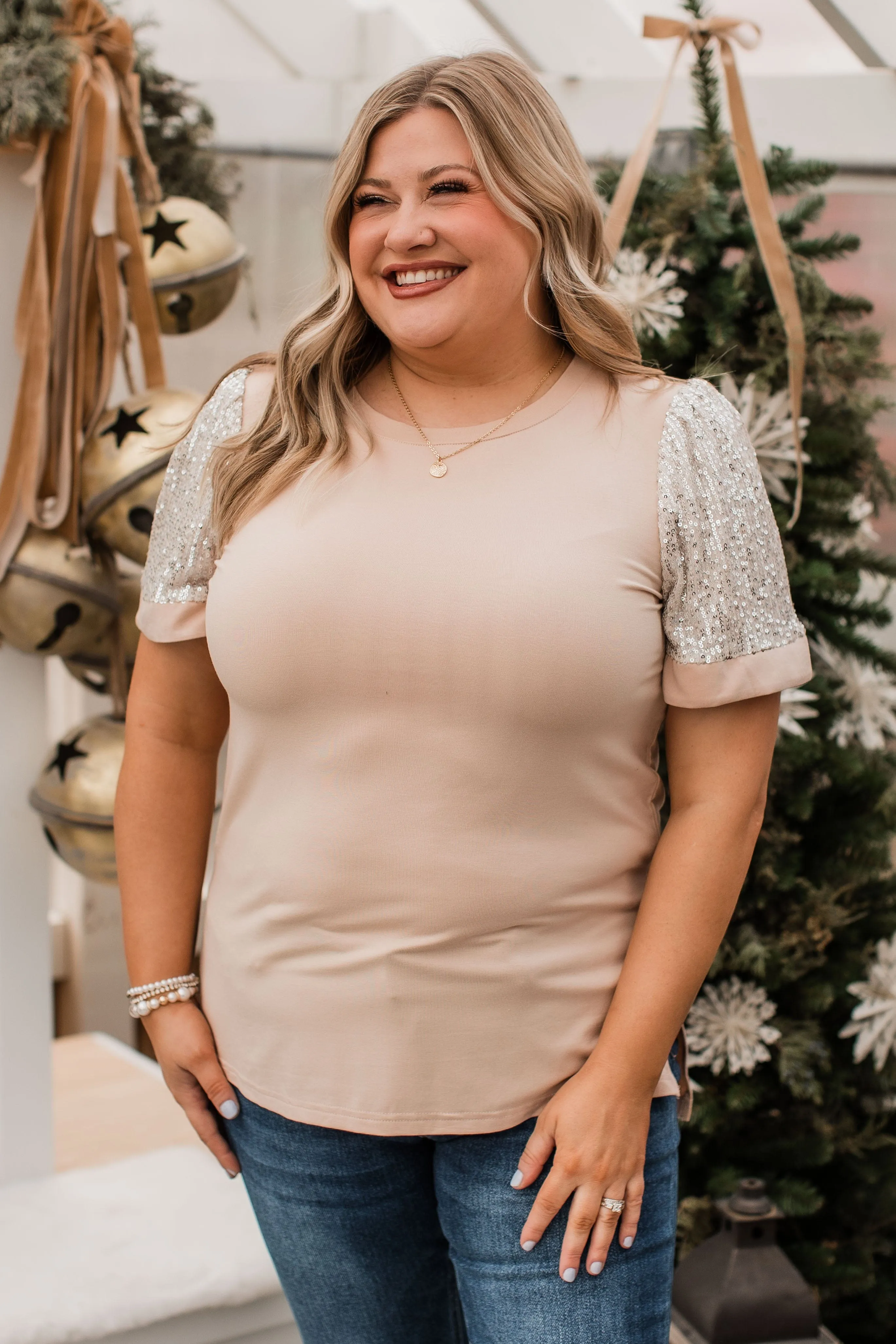 Steal The Night Knit Top- Nude