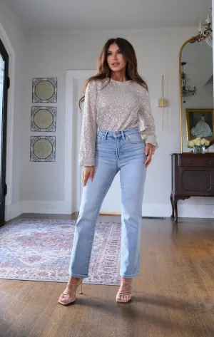 Stella Champagne Back Cutout Blouse