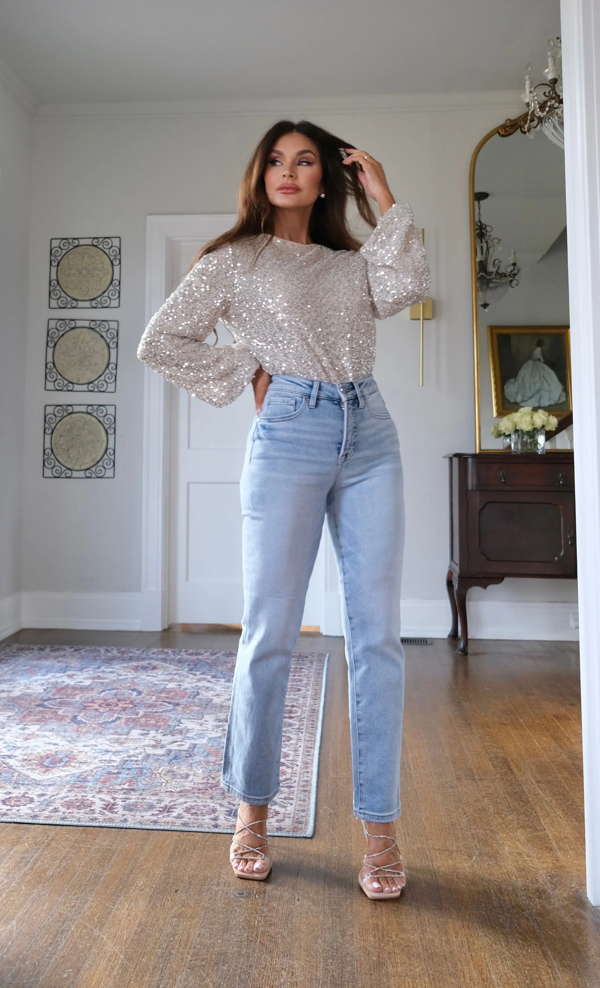 Stella Champagne Back Cutout Blouse