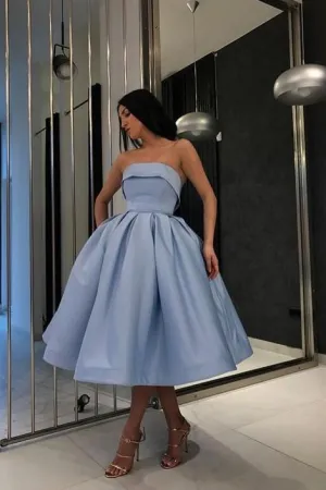 Strapless Blue Short Ball Gown Prom Wear Dresses