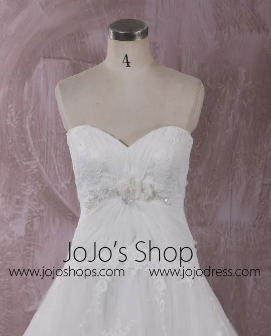 Strapless Lace Wedding Dress with Sweetheart Neckline and Empire Waist | QT85285