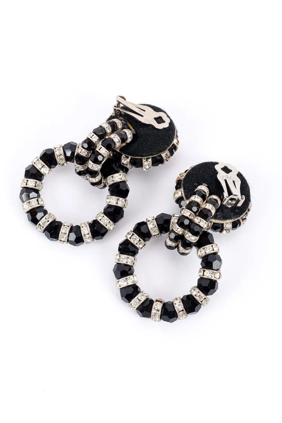 Striped Rhinestone Hoop Drop Earrings
