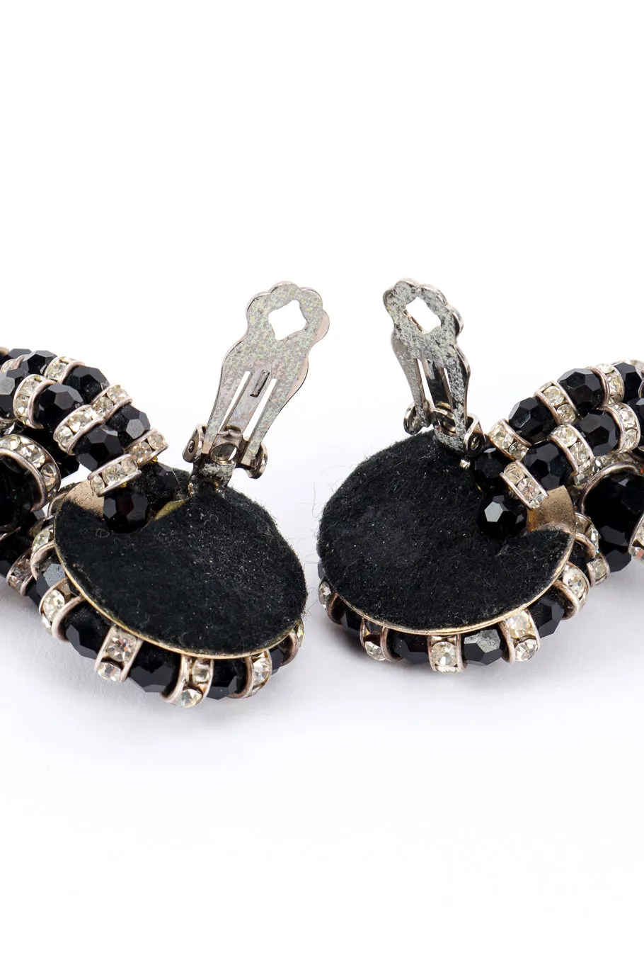 Striped Rhinestone Hoop Drop Earrings