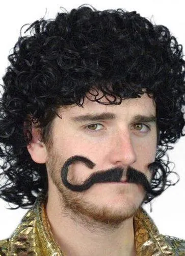 Strongman Black Stick-on Costume Moustache Macho