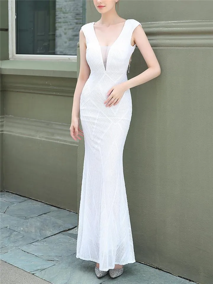Stunning Sequined Mermaid Backless Ball Gown