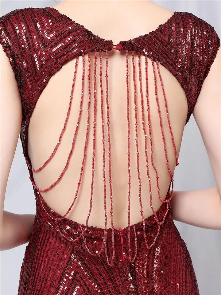 Stunning Sequined Mermaid Backless Ball Gown