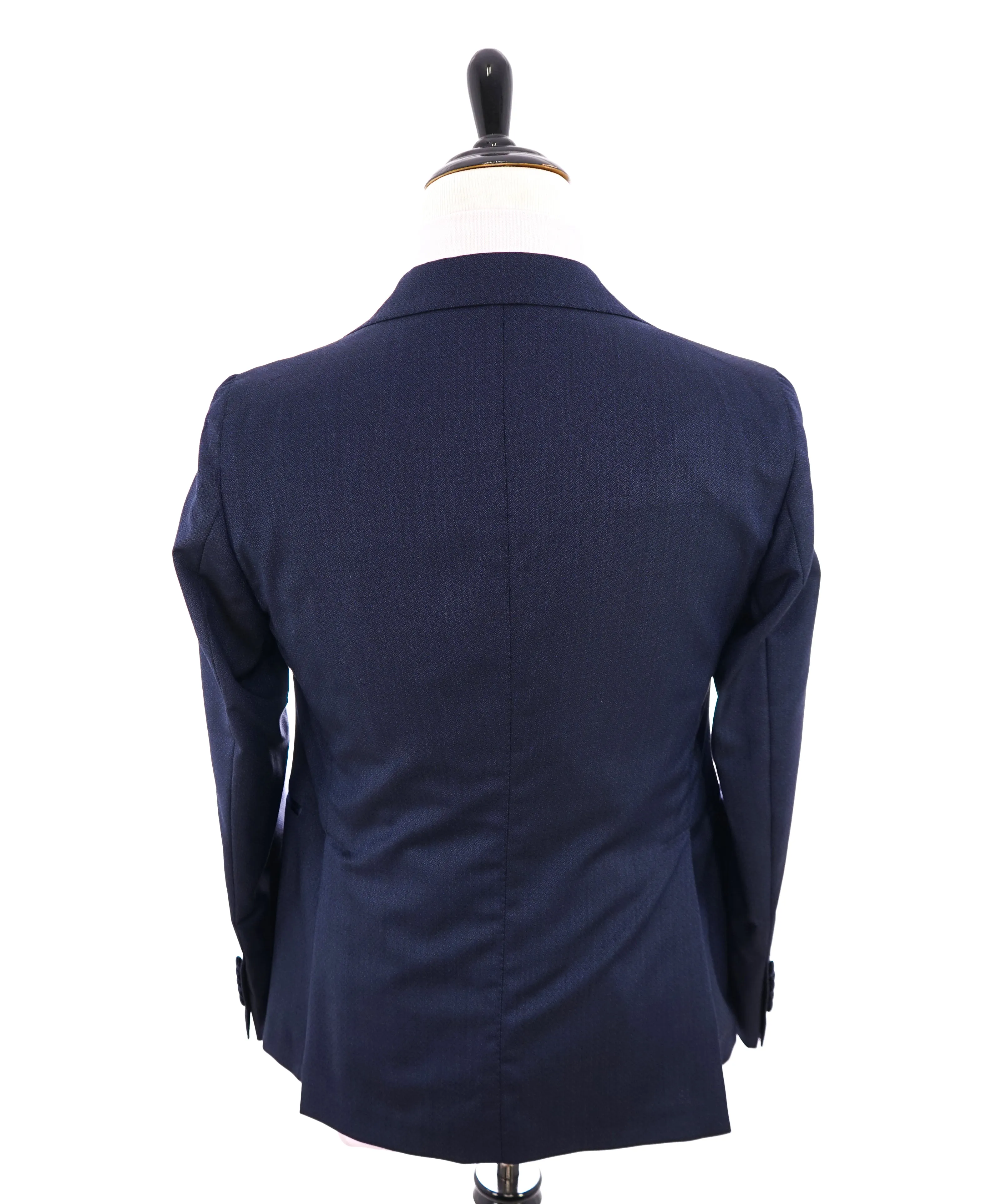 TAGLIATORE - SILK Wide Peak Lapel Geometric Blue SLIM Tuxedo - 40R