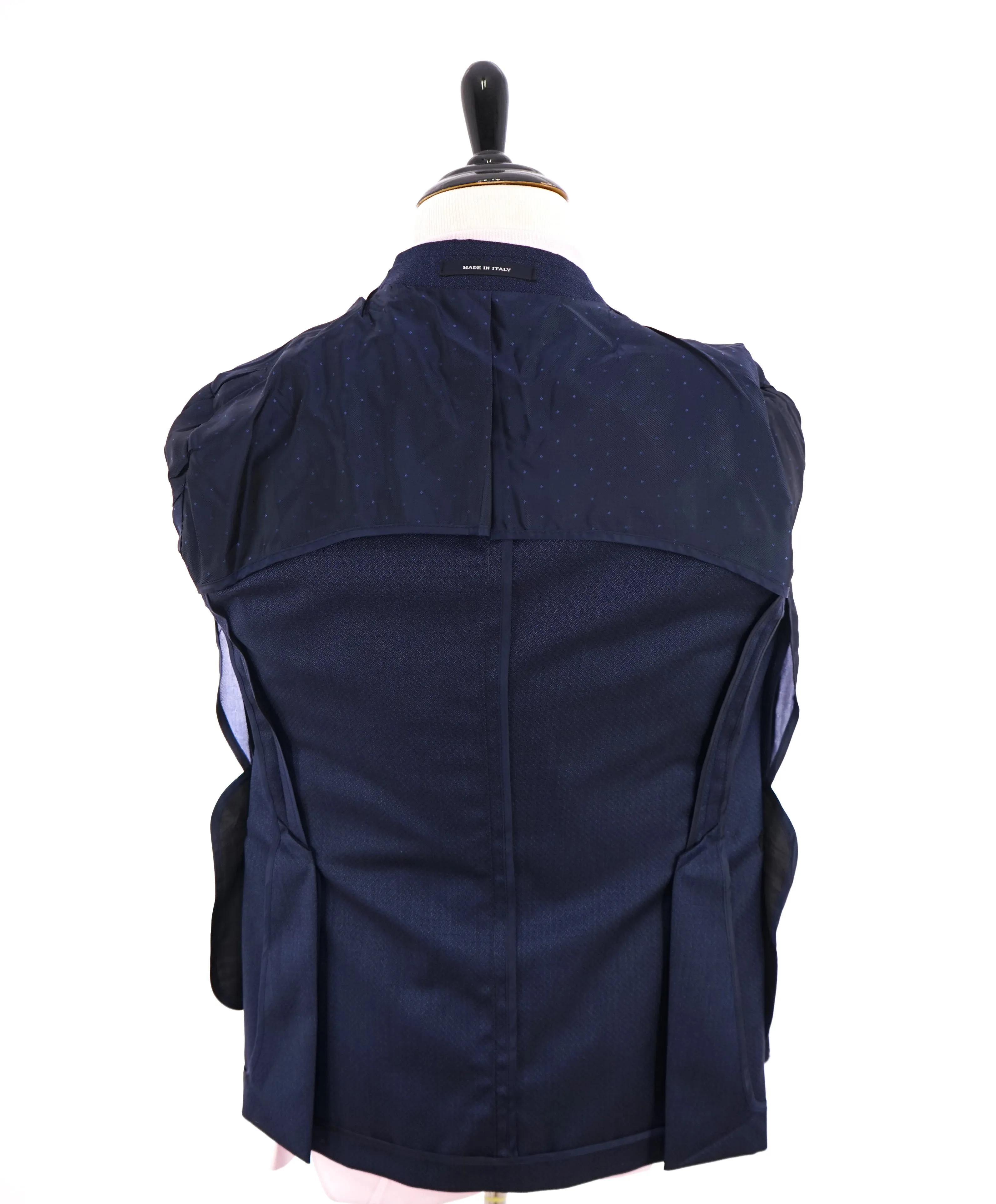 TAGLIATORE - SILK Wide Peak Lapel Geometric Blue SLIM Tuxedo - 40R