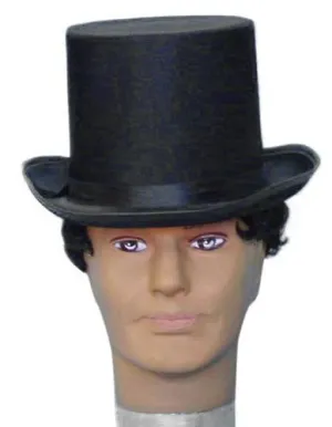 Tall Black Satin Costume Top Hat