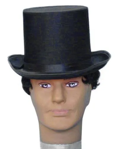 Tall Black Satin Costume Top Hat