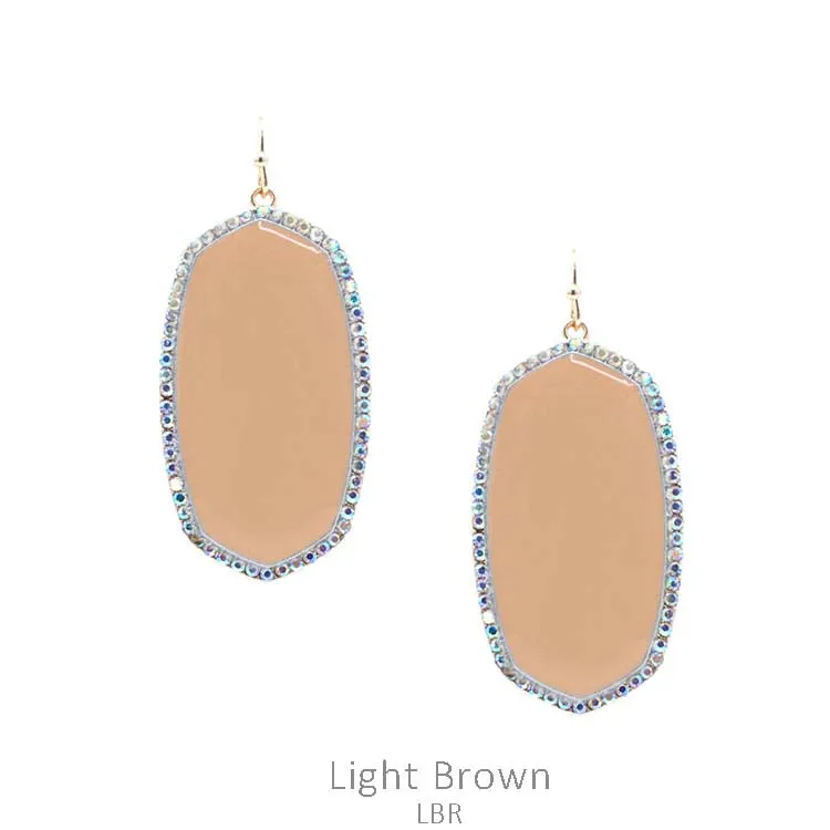 Tan Oval Earrings with bling trim
